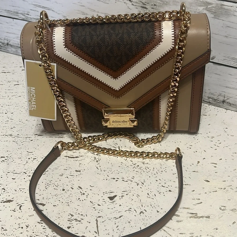 Michael Kors Medium Color-Block and Signature Logo Shoulder Bag